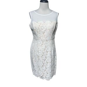 Lulus Sleeveless White Lace Empire Waist Semi Formal Dress Size Medium